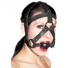 Кожаная BDSM маска с кляпом «ZADO Leather Head Harness», диаметр шарика 4 см, Orion 20200411000, диаметр 4 см.
