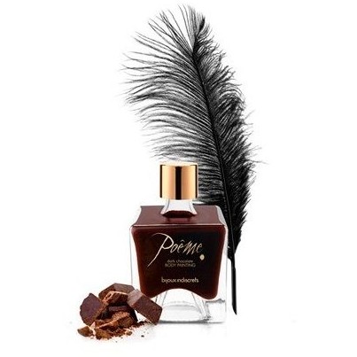 Съедобная краска для тела «Poeme Dark Chocolate» со вкусом темного шоколада, цвет темно-коричневый, Bijoux Indiscrets 0122, цвет Шоколадный, 50 мл.