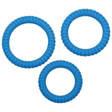 Набор из трех силиконовых колец разного диаметра «Lust», цвет синий, Orion 0504300, диаметр 3.5 см., со скидкой