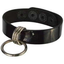 Браслет на руку из лаковой кожи с кольцом, цвет черный, Sitabella 31390-10, бренд СК-Визит, длина 21 см.