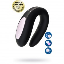 Многофункциональный перезаряжаемый стимулятор «Partner Double Joy» для пар, цвет черный, Satisfyer J2008-16-1, длина 9.1 см.