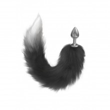 Анальная пробка с длинным черным меховым хвостом «Diamond Galaxy Black», рабочая длина 6.8 см, Lola Games 4019-01lola, из материала металл, длина 38 см., со скидкой