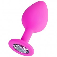 Розовая анальная втулка «Brilliant» с прозрачным кристаллом, рабочая длина 7 см, Toyfa 357035, коллекция ToDo by Toyfa, длина 8 см.