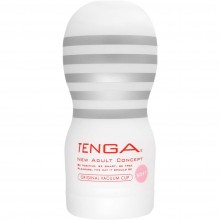 Одноразовый мастурбатор «Original Vaccum Cup Gentle» в легком пластиковом корпусе, Tenga TOC-201S, цвет белый, длина 15.5 см.