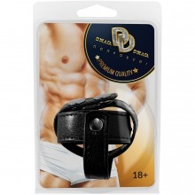 Утяжка двойная на пенис с регулировкой размера, черная, максимальный диаметр 5.7 см, Джага-Джага 901-13 BX DD, из материала экокожа, диаметр 5.7 см.