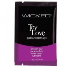 Лубрикант на водной основе для использования с игрушками «Wicked Toy Love», 3 мл., 90103-sachet, 3 мл.