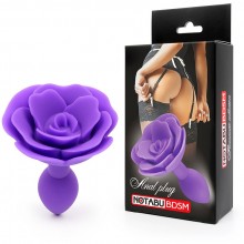 Фиолетовая анальная втулка с бутоном розы в основании, длина рабочей части 8 см, 3 см, Notabu ntb-80670, длина 8 см.