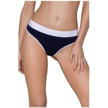 Оригинальные хлопковые трусики-слипы с фирменным логотипом, S, цвет темно-синий, Passion PS007 panties.