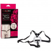 Эротические трусики с клиторальным стимулятором-бусинами «Lovers Thong With Pleasure Pearls», цвет черно-белый, California Exotic Novelties SE-0060-35-3, бренд CalExotics, 2 м.