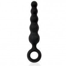 Анальный стимулятор-елочка из силикона с удобным кольцом «Anal Pleasure» от компании Sex Expert, цвет черный, SEM-55197, длина 8.5 см.