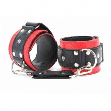 Красно-черные кожаные наручники, ширина 5 см, Бдсм арсенал 51002ars
