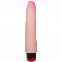 Вибратор с большой розовой головкой «ART-Style №1», длиной 21 см., телесного цвета, с вибрацией, 008507ru, бренд Биоклон, из материала Неоскин, длина 21 см.