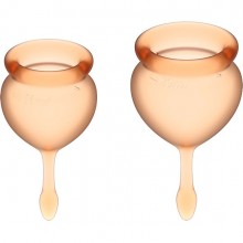 Набор оранжевых менструальных чаш «Feel Good», 15 мл и 20 мл, Satisfyer KEM002217, цвет Оранжевый, длина 7 см.