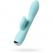 Вибратор для женщин с клиторальным стимулятором и язычком «JOS Milo», мятный цвет, длина 20 см, диаметр 3.7 см, 783029, длина 20 см., со скидкой