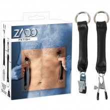 Зажимы для сосков «Zado» на кожаных ремешках, длина ремешков 11 см, Orion 5369110000, длина 19 см.