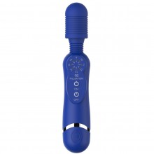 Синий универсальный массажер «Silicone Massage Wand» с 16 режимами вибростимуляции, длина 20 см, Shots media SHTO007BLU, длина 20 см.