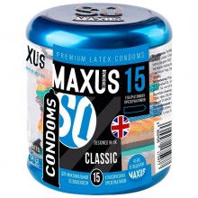 Латексные презервативы классические «Maxus Classic», 15 шт, 05941, длина 18 см.