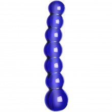 Анальный стимулятор из стекла темно-синего цвета в виде соединенных бусинок «Blue Beads», рабочая длина 14 см, Contemporary Novelties GD033, из материала Стекло, длина 17 см.