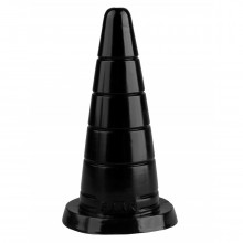 Коническая анальная втулка черного цвета с ложбинками, рабочая длина 17.5 см, Джага-Джага 1015-49 BX DD, из материала TPE, длина 18.7 см.