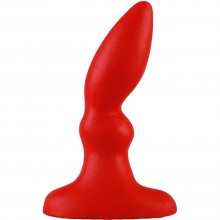 Силиконовая изогнутая анальная втулка красного цвета с шариком-стимулятором, 652-01 BX DD, бренд Джага-Джага, длина 10 см.