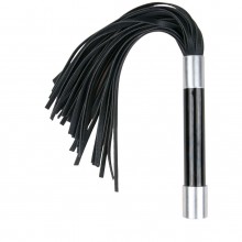 Аккуратная черная плетка из искусственной кожи «Easytoys Flogger With Metal Grip», ET289BLK, длина 35 см.