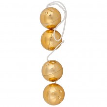Золотистые пластиковые вагинальные шарики «Lust Kette» на сцепке, Orion 05121500000, длина 40 см.
