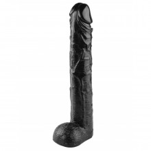 Черный фаллоимитатор-гигант с мошонкой от компании Джага-Джага, длина 44.5 см.