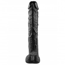 Черный фаллоимитатор-гигант с мошонкой от компании Джага-Джага, рабочая длина 44 см, 1016-26 BX DD, из материала TPE, длина 51 см.