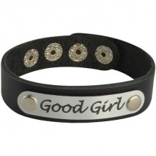 Кожаный браслет на кнопках «Good Girl», черный, Sitabella 33540 GG, длина 22 см.