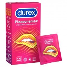 Рельефные презервативы с точками и ребрами «Durex Pleasuremax», 12 шт., длина 18 см.