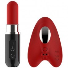 Красный стимулятор в трусики «Aphrodite» с пультом-помадой, Dream toys 21618, из материала Силикон, длина 8.5 см.