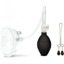 Вакуумная помпа для женщин «Deluxe Pussy Pump» с зажимом для клитора в наборе, прозрачная, Lux Fetish LF5212, со скидкой