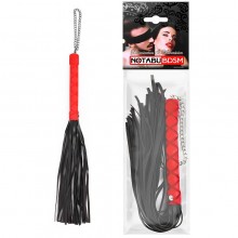 Черная многохвостая плеть-флоггер с красной ручкой, длина хвоста 24 см, Notabu ntb-80643, цвет красный, длина 40 см.