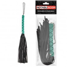 Черная многохвостая плеть-флоггер с бирюзовой ручкой, длина хвоста 24 см, Notabu NTB-80644, цвет зеленый, длина 40 см.
