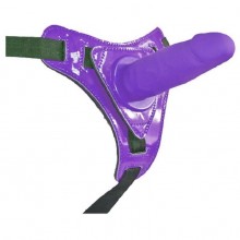 Фиолетовый страпон на лакированных трусиках, длина 12 см, Howells 92001Purple, из материала Силикон, длина 12 см.