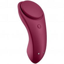 Вибростимулятор в трусики для стимуляции клитора «Sexy Secret» с управлением со смартфона, винно-красный, Satisfyer J2018-98, длина 8.6 см., со скидкой