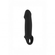 Черная увеличивающая насадка на пенис закрытого типа «No.33 Stretchy Penis Extension», внутренняя длина 11 см, Shots SON033BLK, коллекция SONO, длина 15.2 см.
