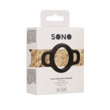 Черное эрекционное кольцо «Cock Ring With Handles №66 Cock Ring With Handles» с ручками, Shots SON066BLK, бренд Shots Media, коллекция SONO, диаметр 3.5 см.