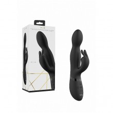 Черный вибромассажер-кролик «Niva» с функцией «мгновенный оргазм», рабочая длина 11.5 см, Shots VIVE015BLK, бренд Shots Media, длина 21.5 см.
