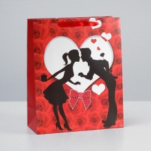 Ламинированный подарочный пакет «Романтичная парочка», арт. 4674695, длина 32 см.