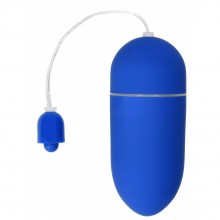 Синее гладкое виброяйцо «Vibrating Egg» с 10 режимами вибрации, 8 см., коллекция Shots Toys, длина 8 см.