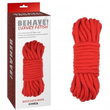 Красная веревка для шибари «Bing Love Rope», 10 м, Chisa CN-632113255, цвет красный, 10 м.