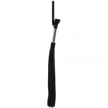 Черная плеть из натуральной кожи с металлической ручкой, 25 хлыстов, рабочая длина 34 см, Джага-Джага 911-02 PP DD, цвет Черный, длина 53 см.