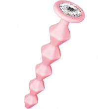 Розовая анальная цепочка со стразом «Emotions Buddy», длина 17.7 см.
