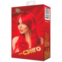 Яркий красный парик «Сэнго» с челкой и длинными волосами, Джага-Джага 964-01 BX DD, из материала синтетика, длина 65 см.