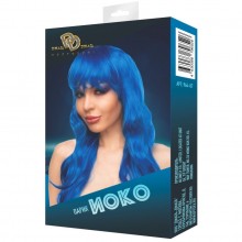 Синий длинный парик «Иоко» с челкой, длина 65 см.