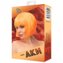 Оранжевый женский парик «Аки» со стрижкой каре, длина 27 см.