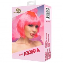 Розовый парик «Ахира» со стрижкой каре и челкой, длина 27 см.
