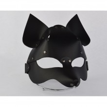 Черная маска «Лиса» из натуральной кожи