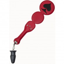 Шлепалка дизайнерская с подвеской в форме анальной пробки «Пики», красно-черная, Lovetoy 520700, цвет красный